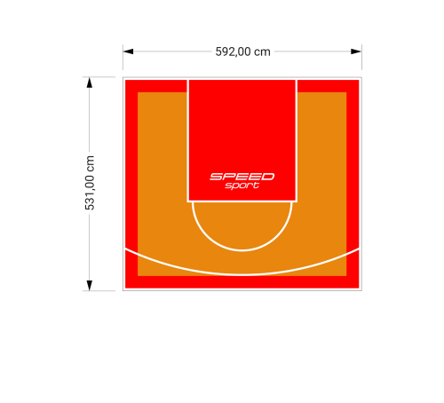 32M2/531X592CM POMARAŃCZOWO-CZERWONE BOISKO DO KOSZYKÓWKI SPEEDSPORT HEXA POWER PRO