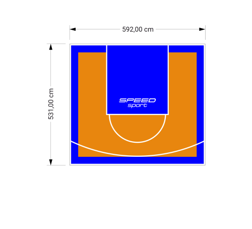32M2/531X592CM POMARAŃCZOWO-NIEBIESKIE BOISKO DO KOSZYKÓWKI SPEEDSPORT HEXA POWER PRO