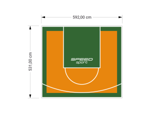 32M2/531X592CM POMARAŃCZOWO-ZIELONE BOISKO DO KOSZYKÓWKI SPEEDSPORT HEXA POWER PRO