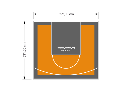 32M2/531X592CM POMARAŃCZOWO-GRAFITOWE BOISKO DO KOSZYKÓWKI SPEEDSPORT HEXA POWER PRO