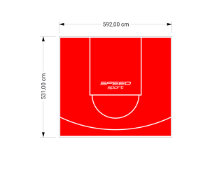 32M2/531X592CM CZERWONE BOISKO DO KOSZYKÓWKI SPEEDSPORT HEXA POWER PRO