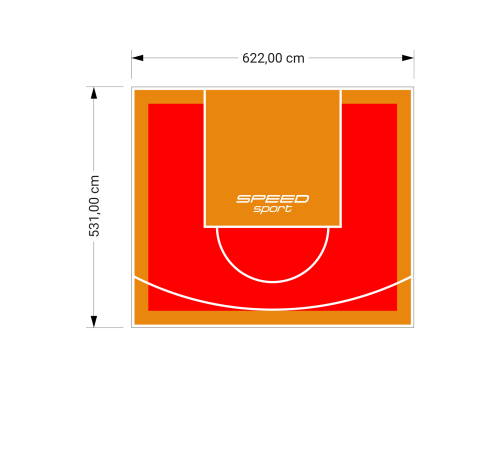 33M2/531X622CM CZERWONO-POMARAŃCZOWE BOISKO DO KOSZYKÓWKI SPEEDSPORT HEXA POWER PRO