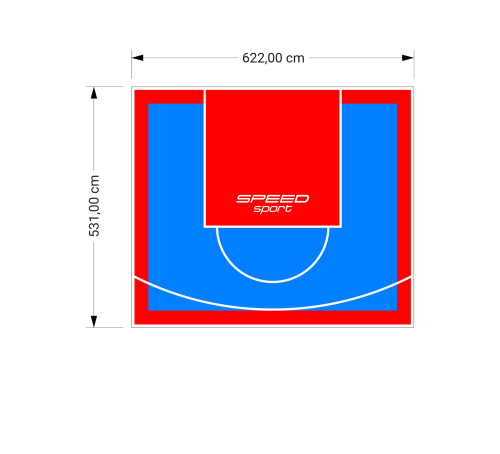 33M2/531X622CM BŁĘKITNO-CZERWONE BOISKO DO KOSZYKÓWKI SPEEDSPORT HEXA POWER PRO