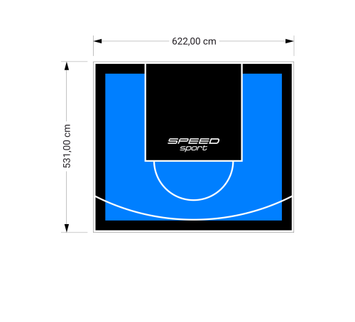 33M2/531X622CM BŁĘKITNO-CZARNE BOISKO DO KOSZYKÓWKI SPEEDSPORT HEXA POWER PRO