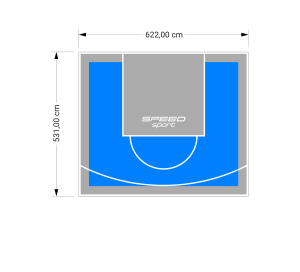 33M2/531X622CM BŁĘKITNO-SZARE BOISKO DO KOSZYKÓWKI SPEEDSPORT HEXA POWER PRO