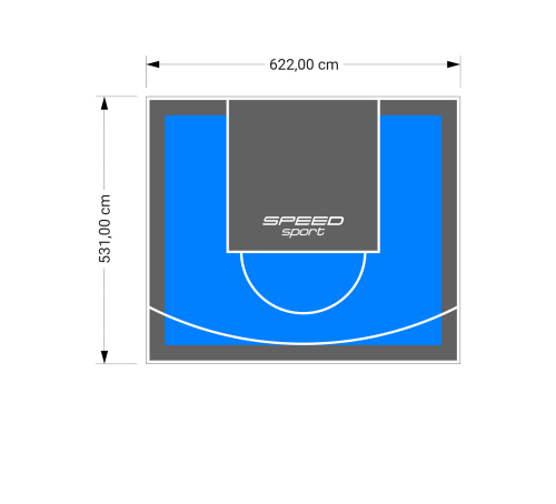 33M2/531X622CM BŁĘKITNO-GRAFITOWE BOISKO DO KOSZYKÓWKI SPEEDSPORT HEXA POWER PRO