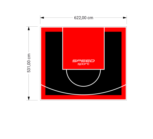 33M2/531X622CM CZARNO-CZERWONE BOISKO DO KOSZYKÓWKI SPEEDSPORT HEXA POWER PRO