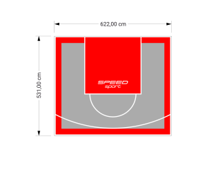 33M2/531X622CM SZARO-CZERWONE BOISKO DO KOSZYKÓWKI SPEEDSPORT HEXA POWER PRO