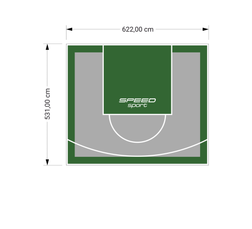 33M2/531X622CM SZARO-ZIELONE BOISKO DO KOSZYKÓWKI SPEEDSPORT HEXA POWER PRO