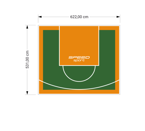 33M2/531X622CM ZIELONO-POMARAŃCZOWE BOISKO DO KOSZYKÓWKI SPEEDSPORT HEXA POWER PRO