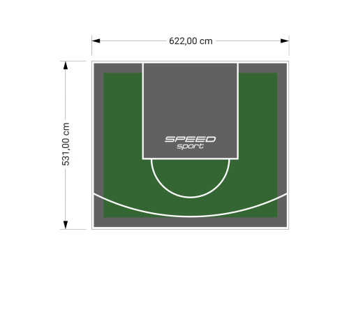 33M2/531X622CM ZIELONO-GRAFITOWE BOISKO DO KOSZYKÓWKI SPEEDSPORT HEXA POWER PRO