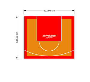 33M2/531X622CM POMARAŃCZOWO-CZERWONE BOISKO DO KOSZYKÓWKI SPEEDSPORT HEXA POWER PRO