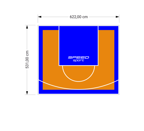 33M2/531X622CM POMARAŃCZOWO-NIEBIESKIE BOISKO DO KOSZYKÓWKI SPEEDSPORT HEXA POWER PRO