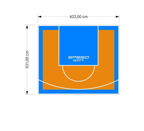 33M2/531X622CM POMARAŃCZOWO-BŁĘKITNE BOISKO DO KOSZYKÓWKI SPEEDSPORT HEXA POWER PRO