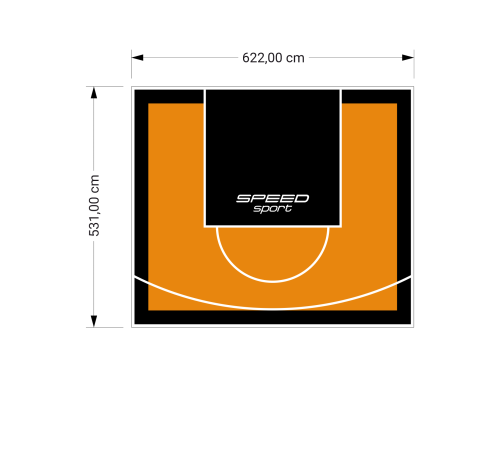 33M2/531X622CM POMARAŃCZOWO-CZARNE BOISKO DO KOSZYKÓWKI SPEEDSPORT HEXA POWER PRO