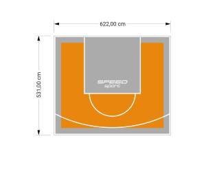 33M2/531X622CM POMARAŃCZOWO-SZARE BOISKO DO KOSZYKÓWKI SPEEDSPORT HEXA POWER PRO