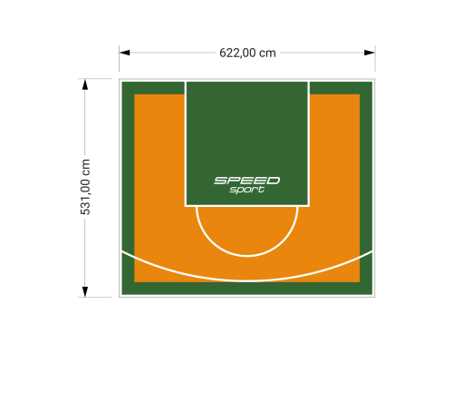 33M2/531X622CM POMARAŃCZOWO-ZIELONE BOISKO DO KOSZYKÓWKI SPEEDSPORT HEXA POWER PRO