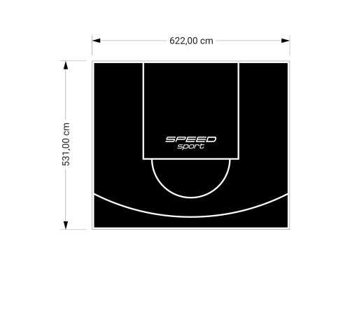 33M2/531X622CM CZARNE BOISKO DO KOSZYKÓWKI SPEEDSPORT HEXA POWER PRO