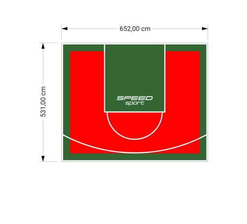 35M2/531X652CM CZERWONO-ZIELONE BOISKO DO KOSZYKÓWKI SPEEDSPORT HEXA POWER PRO