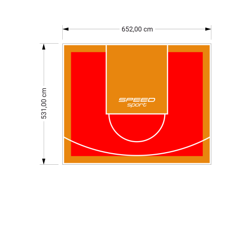 35M2/531X652CM CZERWONO-POMARAŃCZOWE BOISKO DO KOSZYKÓWKI SPEEDSPORT HEXA POWER PRO