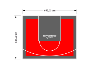 35M2/531X652CM CZERWONO-GRAFITOWE BOISKO DO KOSZYKÓWKI SPEEDSPORT HEXA POWER PRO