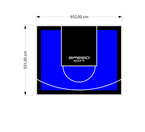 35M2/531X652CM NIEBIESKO-CZARNE BOISKO DO KOSZYKÓWKI SPEEDSPORT HEXA POWER PRO