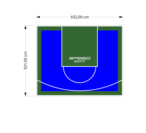 35M2/531X652CM NIEBIESKO-ZIELONE BOISKO DO KOSZYKÓWKI SPEEDSPORT HEXA POWER PRO