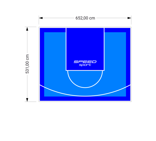 35M2/531X652CM BŁĘKITNO-NIEBIESKIE BOISKO DO KOSZYKÓWKI SPEEDSPORT HEXA POWER PRO