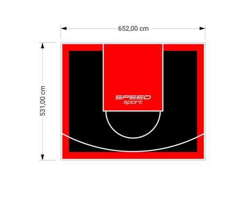 35M2/531X652CM CZARNO-CZERWONE BOISKO DO KOSZYKÓWKI SPEEDSPORT HEXA POWER PRO