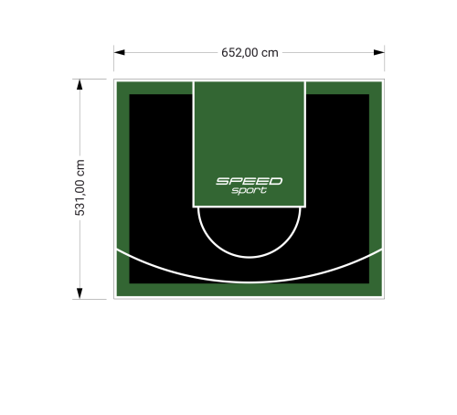 35M2/531X652CM CZARNO-ZIELONE BOISKO DO KOSZYKÓWKI SPEEDSPORT HEXA POWER PRO
