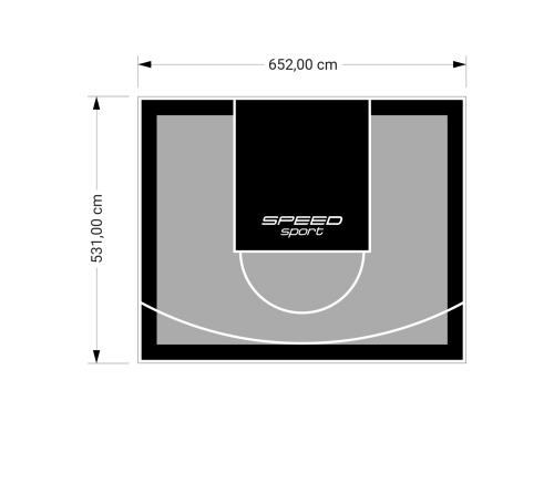 35M2/531X652CM SZARO-CZARNE BOISKO DO KOSZYKÓWKI SPEEDSPORT HEXA POWER PRO