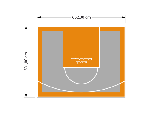 35M2/531X652CM SZARO-POMARAŃCZOWE BOISKO DO KOSZYKÓWKI SPEEDSPORT HEXA POWER PRO