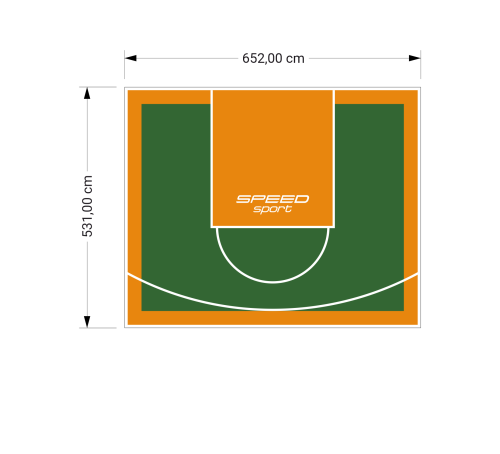 35M2/531X652CM ZIELONO-POMARAŃCZOWE BOISKO DO KOSZYKÓWKI SPEEDSPORT HEXA POWER PRO