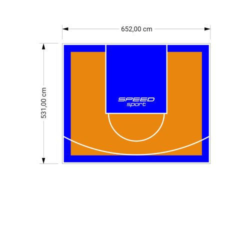 35M2/531X652CM POMARAŃCZOWO-NIEBIESKIE BOISKO DO KOSZYKÓWKI SPEEDSPORT HEXA POWER PRO