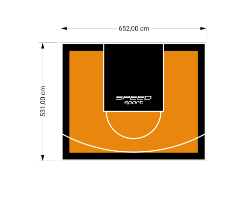 35M2/531X652CM POMARAŃCZOWO-CZARNE BOISKO DO KOSZYKÓWKI SPEEDSPORT HEXA POWER PRO