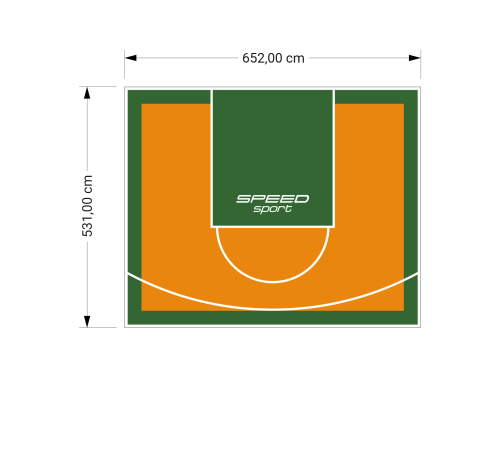 35M2/531X652CM POMARAŃCZOWO-ZIELONE BOISKO DO KOSZYKÓWKI SPEEDSPORT HEXA POWER PRO