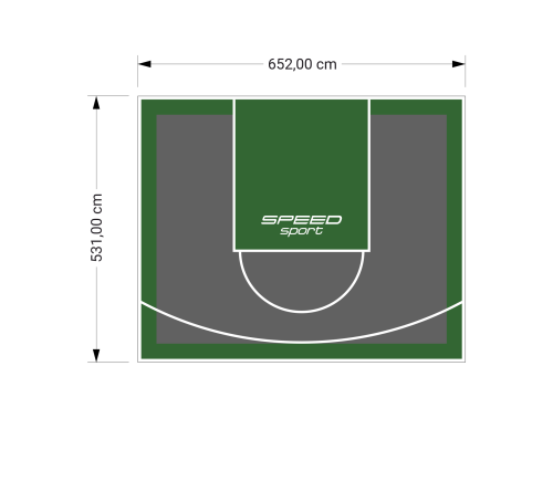 35M2/531X652CM GRAFITOWO-ZIELONE BOISKO DO KOSZYKÓWKI SPEEDSPORT HEXA POWER PRO