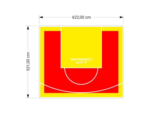 33M2/531X622CM CZERWONO-ŻÓŁTE BOISKO DO KOSZYKÓWKI SPEEDSPORT HEXA POWER PRO