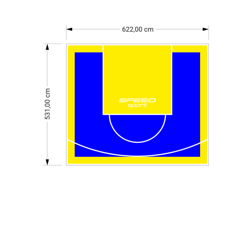 33M2/531X622CM NIEBIESKO-ŻÓŁTE BOISKO DO KOSZYKÓWKI SPEEDSPORT HEXA POWER PRO
