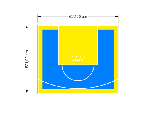 33M2/531X622CM BŁĘKITNO-ŻÓŁTE BOISKO DO KOSZYKÓWKI SPEEDSPORT HEXA POWER PRO