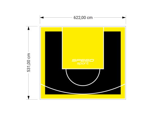 33M2/531X622CM CZARNO-ŻÓŁTE BOISKO DO KOSZYKÓWKI SPEEDSPORT HEXA POWER PRO