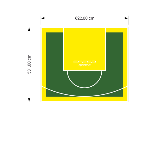 33M2/531X622CM ZIELONO-ŻÓŁTE BOISKO DO KOSZYKÓWKI SPEEDSPORT HEXA POWER PRO