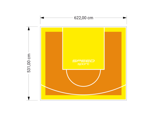 33M2/531X622CM POMARAŃCZOWO-ŻÓŁTE BOISKO DO KOSZYKÓWKI SPEEDSPORT HEXA POWER PRO