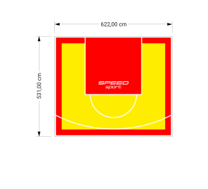 33M2/531X622CM ŻÓŁTO-CZERWONE BOISKO DO KOSZYKÓWKI SPEEDSPORT HEXA POWER PRO