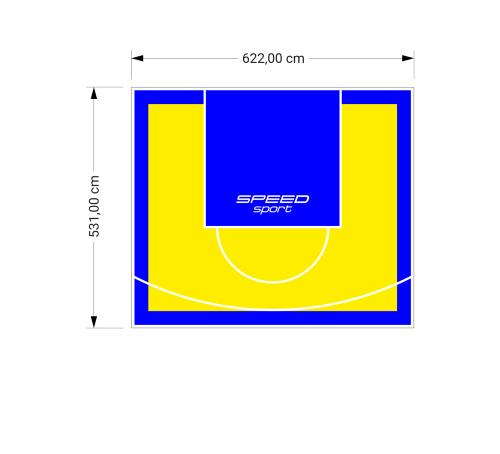 33M2/531X622CM ŻÓŁTO-NIEBIESKIE BOISKO DO KOSZYKÓWKI SPEEDSPORT HEXA POWER PRO