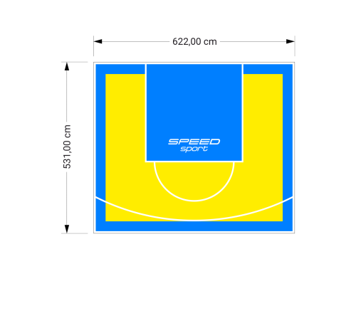 33M2/531X622CM ŻÓŁTO-BŁĘKITNE BOISKO DO KOSZYKÓWKI SPEEDSPORT HEXA POWER PRO
