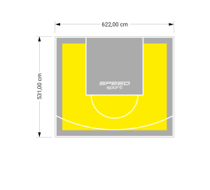 33M2/531X622CM ŻÓŁTO-SZARE BOISKO DO KOSZYKÓWKI SPEEDSPORT HEXA POWER PRO
