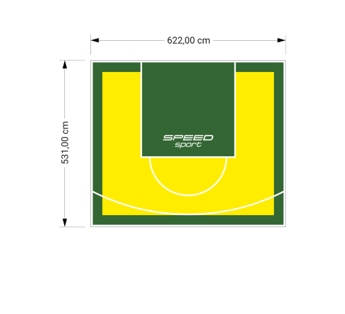 33M2/531X622CM ŻÓŁTO-ZIELONE BOISKO DO KOSZYKÓWKI SPEEDSPORT HEXA POWER PRO