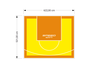 33M2/531X622CM ŻÓŁTO-POMARAŃCZOWE BOISKO DO KOSZYKÓWKI SPEEDSPORT HEXA POWER PRO