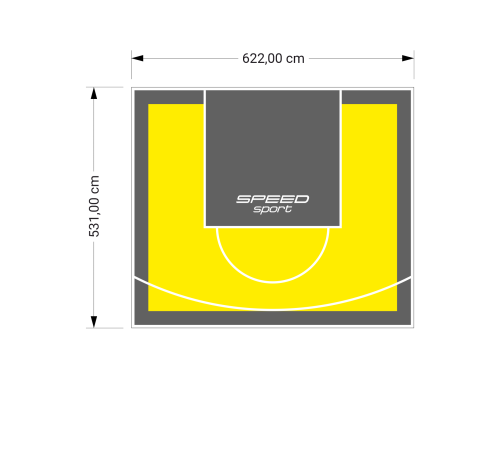 33M2/531X622CM ŻÓŁTO-GRAFITOWE BOISKO DO KOSZYKÓWKI SPEEDSPORT HEXA POWER PRO